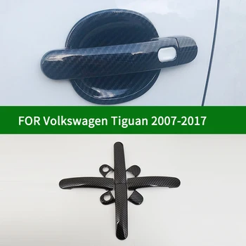 PRO Volkswagen Tiguan První generace 2007-2017 Příslušenství lesklý uhlíkových vláken vzor kliky dveří MÍSY pokrývá čalounění