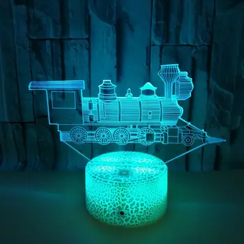 Nighdn Vlak Lampa 3D Iluze LED Noční Světlo 7 Barev Měnící se Noční Lampa pro Pokoj Dekorace Vlak Hračky pro Děti, Dárky k Narozeninám