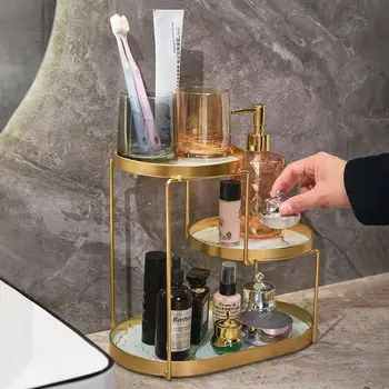 Stolní kosmetické storage rack luxusní kované železné make-up storage rack tray stolku dokončovací rack, skladovací stojan šetří místo