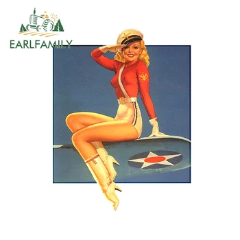 EARLFAMILY 13cm x 9,8 cm pro Pin-up Girl Křídla USAF Vinyl Auto Samolepky Osobnosti Auto Surf Obtisk Opalovací krém Scratch-Proof