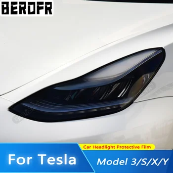 2 Ks Pro Tesla Model 3 X Y Y Auto Světlomet Odstín Kouř Černý Ochranný Film na Ochranu Transparentní TPU Nálepka Příslušenství