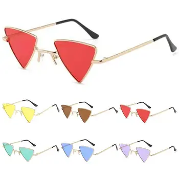 Kovový Rám Malý Hippie sluneční Brýle Tónovaná Barevné Čočky UV400 Ochranu Punk Odstíny Trojúhelníkové Sluneční Brýle pro Ženy & Muži