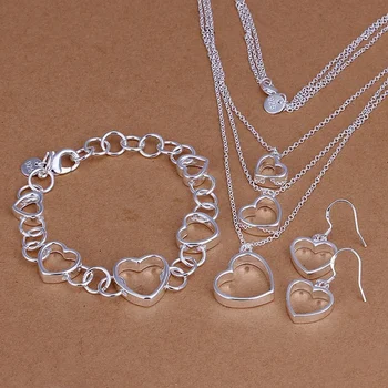 925 sterling Silver nějaký model Valentýna dárek náhrdelník náramek Náušnice módní šperky sady pro Ženy, svatební svatební