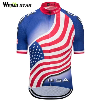 Weimostar Národní Vlajka Cyklistické Oblečení Krátký Rukáv USA Cyklistické Jersey Muži Pro Tým Racing Cyklistický Dres mtb Cyklistické Oblečení