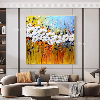 100% bílý květ tlusté abstraktní moderní plátno umění zdi obývací pokoj ozdobou pro domácí dekoraci, jako dárek umělecká díla