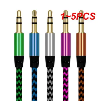 1~5KS Multi-barevné Nylon Kabel Aux Audio 3,5 mm Konektor Aux Audio Kabel Kabel Pro Reproduktory Karty, MP3 Přehrávače Audio Kabely NOVÉ