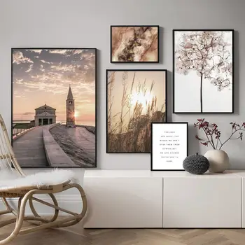 Moře, Pláž, Maják Mramorová Seno Citace Wall Art Obraz Nordic Plakáty a Tisky Obraz pro Domácí Obývací Pokoj Dekor Nerámováno