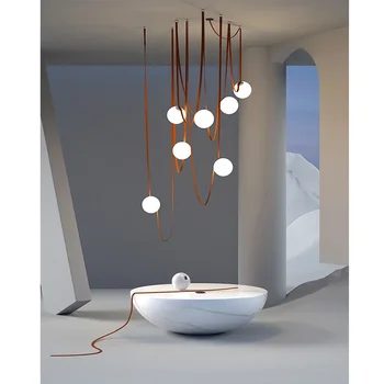 Moderní Minimalistický Dvoupodlažní Podlaha Wabi Sabi Styl Designer Villa Pás Obývací Pokoj Jídelna Lustr Nordic Stropní Světlo