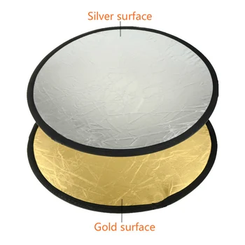 2 V 1 Nylon Reflektor Kolo, Multi Disc Fotografie Skládací Foto Difuzor Přenosné S Storage Bag Gold Silver