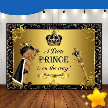 Princ Pozadí Korunu Narozeniny Dekorace Banner Fotografování Kulis Modré Zlato Foto Trůn Miminko Party Pozadí Royal
