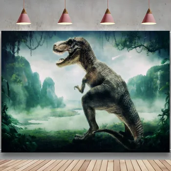 Dinosaurus Pozadí Fotografické Pozadí pro Narozeniny, Strana, Banner, Dekorace Dinosaurus Park Tropické Džungle Photo Studio Rekvizity