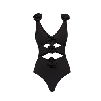 2023 Nové Sexy Jednoho Kusu Plavky Solidní 3D Květ, Čerstvý Plavky Ženy ramínek Pláž Nosit s hlubokým Výstřihem Monokini Plavky