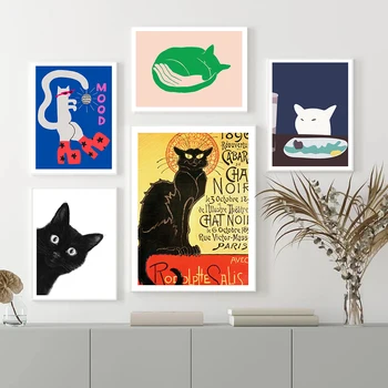 Black Cat Plakát A Tisk Moderní Plakáty, Plátno Cuadros Modulární Obrázky Dárek Bytové Dekorace Malování Pro Obývací Pokoj