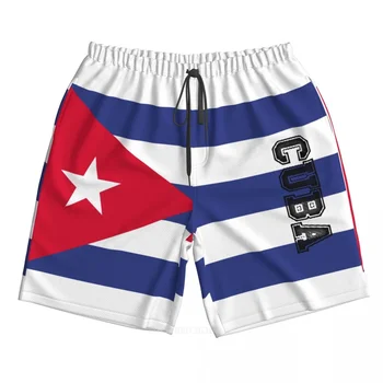 2023 Létě Polyester Kuba Země Vlajky 3D Tištěné Pánské Board Šortky Beach Kapsy Běh Letní Kalhoty