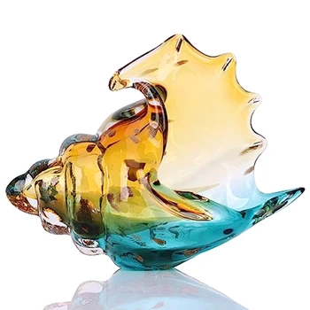 Ručně Foukané Sklo Ulita Socha Domova S Mušlemi Amber Glass Art Socha Knihovna Dekorace