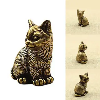 Nové Malé Kočky Mosaz Kovová Socha, Ornament Zvířecí Figurky Figurka Dům Dekorace