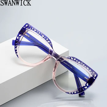 Swanwick TR90 brýle cat eye duté módní brýle anti modré světlo ženy acetát fialová růžová čirá čočka hot prodej