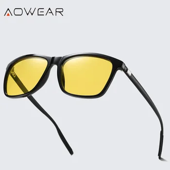 AOWEAR HD Polarizované Anti-Oslnění Noční Vidění Brýle pro Noční Jízdy Řidiče, Brýle, Žlutá sluneční Brýle pro Muže / Ženy Gafas