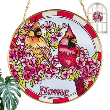 Kardinál Barevného Skla, Akrylové Roztomilý Ptáci Sun Catcher Akrylové Roztomilý Ptáci Sun Catcher Bird Dárek Visí Ornament