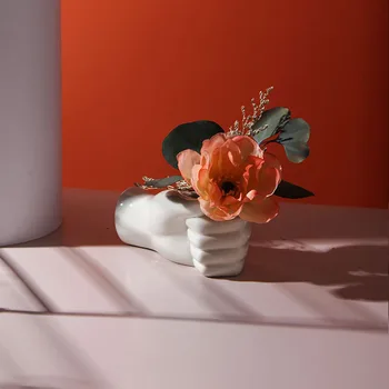 Nordic Styl Keramiky Žena Ruku Váza Moderní Bytové Dekorace, Doplňky, Obývací Pokoj, Kancelář, Desktop Umění Sušené Květiny, Váza Řemesla