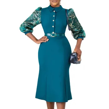 2024 Jaře Africe Africké Oblečení Šaty pro Ženy Dashiki Bodycon Midi Šaty Africké Oblečení Módní Elegantní Šaty S Páskem
