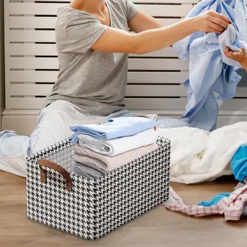 Textilie Storage Box Skládací Obdélníkový Hadřík Skladovací Koš S Úchyty Skříň Skladování organizátor Pro Oblečení, Hračky, spodní Prádlo