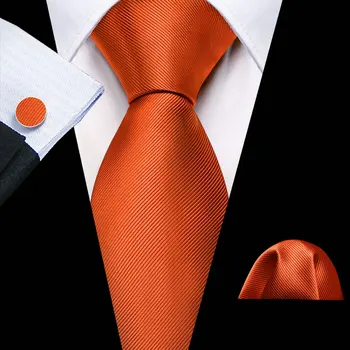 Novinkou Oranžová Barva Kravaty Pro Muže, Vynikající Pevné Hedvábí Šátek Manžetové Knoflíčky Sady Svatební Hostinu Oblek Vazby Výtvarník Barry.Wang