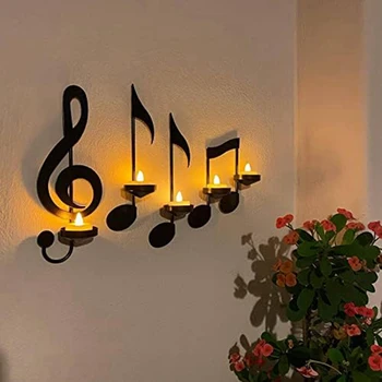 Hudba Poznámka Nástěnného Svícnu Kovové Nástěnného Svícnu Svíčka Držák Na Zeď Držák Na Čaj Světle Svícny Hudební Symbol Svícen Trvanlivý