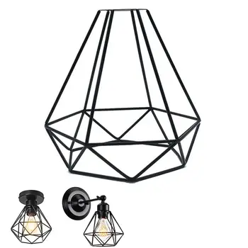 Kovové Stínidlo Lampy Retro Železný Drát Rám Světla Klec Dekorativní Svítidla Geometrické Stropní Závěsná Stínidla Domů