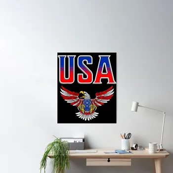 VLASTENECKÉ OREL 4. ČERVENCE spojené státy AMERICKÉ VLAJKY Tričko, Plakát Bez Rámu