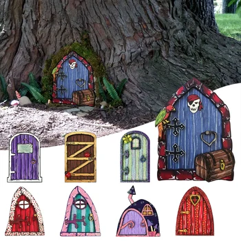 Miniaturní Elf Dveře Pohádka Brána Zahradní Dekorace DIY Domeček pro panenky Yard Ornament, Stromek, Výzdoba Micro Krajiny Dřevo Řemesla