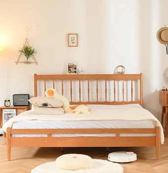 Masivní dřevěné postele, třešňového dřeva, manželskou postel, francouzské vintage log styl, postel skladování