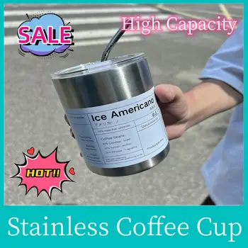Šálek kávy Termosky 304 z Nerezové Oceli Double-layer Chladič Slámy Cup Přenosné Opakovaně použitelné Moduly Led Americký Hrnek, Láhev na Vodu