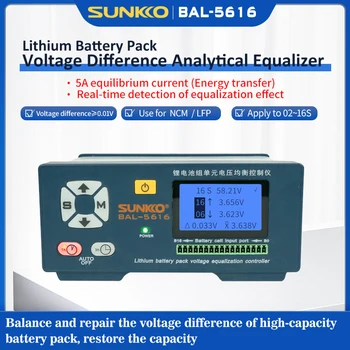 SUNKKO 5616 2S 6S 7S 12S 14S 16SLi ion Lifepo4 lithium battery pack kapacita opravy 5A aktuální napětí baterie balancer