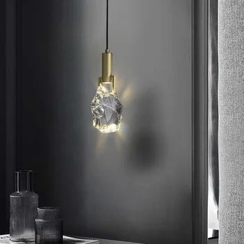 Moderní A Minimalistický Nordic Malé Lustr Světlo Luxusní Restaurace Ložnice Noční Dlouhé Linie Minimalistický Mini Crystal Lampa