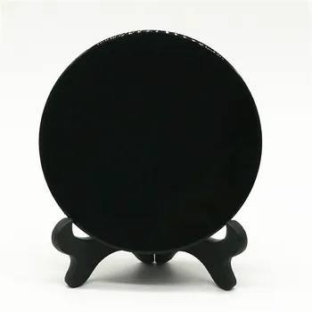 Vysoce Kvalitní Přírodní Černá Obsidián Kámen Scrying Zrcadlo Kulatý Talíř Fengshui Zrcátko Pro Domácí Dekoraci, Dárek S Policí