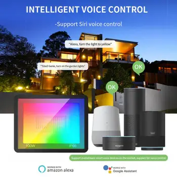 Tuya Zigbee Smart Světlomet Venkovní Osvětlení 30W 50W 100W Stmívatelné RGB Hlasové Ovládání AC220V Vodotěsné Nástěnné Svítidlo Spotlight