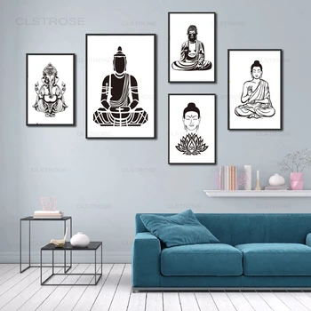 Lotosový Květ Socha Buddhy Plátně Obraz, Plakát Buddha Umění Nástěnné Obrázky pro Obývací Pokoj Chrámu Domácí Dekorace Bez Rámu