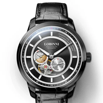LOBINNI pánské automatické hodinky,pánské náramkové hodinky pánské mechanické hodinky kostra Švýcarsko hodiny sapphire top luxusní značky