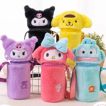 Kawaii Kuromi Cinnamoroll Láhev Vody Tašky Hello Kitty Plyšové Cup Taška Hrnek Sklo Rukáv Roztomilé Crossbody Izolované Šálek Rukáv