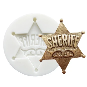 Odznak šerifa Silikonové Sugarcraft Formy Pryskyřice Nástroje cukroví Pečení Formy Fondant Dort Zdobení Nástroje
