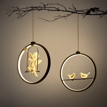 Nordic Kreativní Jednoduché Kuchyňské Osvětlení Závěsné Led Kruhové Bird Světle Moderní Restaurace, Jídelna Přívěsek Světlo Lampa Pták