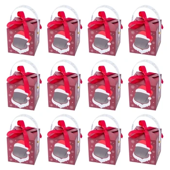 12ks Vánoční Papírové Krabici s Oknem Zvládnout Candy Box Mýdlo Cookie, Cukroví