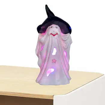 Pryskyřice Duch VEDL Horor Gnome Ozdoba Mini Stolní Noční Světlo Lampy Halloween Dekorace Světlo Pro Zahradní Trávník Patio Plavání