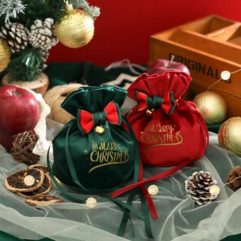 Santa Pytle Tkaniny Dárkové Tašky Candy Apple Rukojeť Taška Vánoční Strom Dekorace pro Domácí Stůl Nový Rok 2023 Noel Xmas Dárky