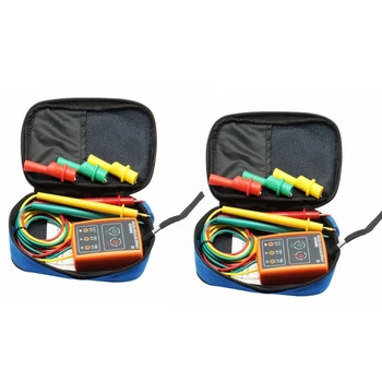 2X Nové 3 Fázové Sekvence Rotace Tester Ukazatel Detektor Metr LED Bzučák S Přenosné Pouzdro TD-LED02