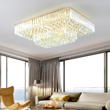 2023 Nové LED Stropní Světla Obdélník Moderní Křišťálové Stropní svítidla pro Obývací Pokoj Dekor Doma Luxusní Plafonnier Listry