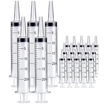 20Pack 20 ml injekční Stříkačku Bez Jehly - injekční Stříkačky Pro Lesk na Rty, Vědecké Laboratoře, Dávkovací, Měřicí, Zalévání, Doplňování Odolné
