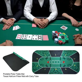 Přenosný Texas Hold ' em Stolní Rohož Gumová Spodní Flanelový Povrch Poker Stůl Mat 120x60cm