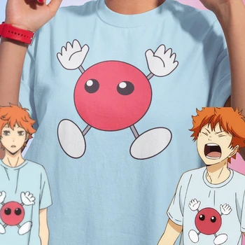 Hinata & Ushijima Červený Blob T Košile Bavlna Hiakyuu Anime T-shirt Hinata Karasuno Volejbal Manga Shoyo Unsiex Tričko